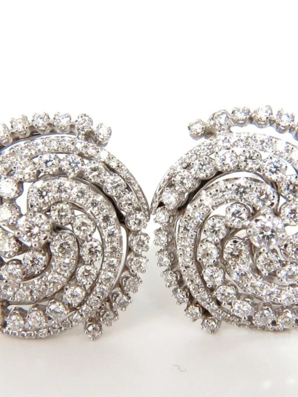 4.25CT SPIRAL KALEIDOSCOPE CIRCULAR ROTARY TWIST 18KT DIAMONDS EARRINGS*